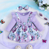 Baby Girl Clothing Set - Purple Butterfly Romper Dress